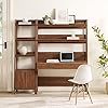 2-Piece Walnut Home Office Set – Desk with Matching Bookshelf Display Case