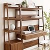 2-Piece Walnut Home Office Set – Desk with Matching Bookshelf Display Case