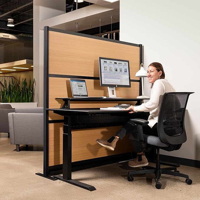 Stand Up Desk Store Modular Room Dividers – 70" x 70" Beechwood-Style Panels with Natural Woodgrain Finish for Offices & Classrooms