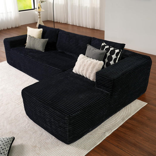 Modern Cloud Sectional Sofa with Deep Seats and L-Shaped Chaise