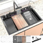 Multifunctional Drop-In Kitchen Sink with Waterfall Faucet & Workstation Cup Washer – 33"x22", 16