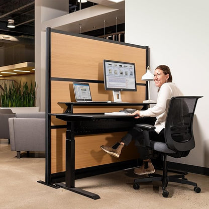 Stand Up Desk Store Modular Room Dividers – 70" x 70" Beechwood-Style Panels with Natural Woodgrain Finish for Offices & Classrooms